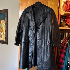 Women’s Black Leather Coat.Size L
